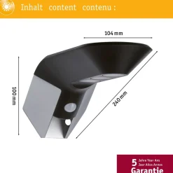 LED-ulkoseinävalaisin aurinkokennolla Paulmann Soley, IP44, 3000K, liiketunnistin, antrasiitti