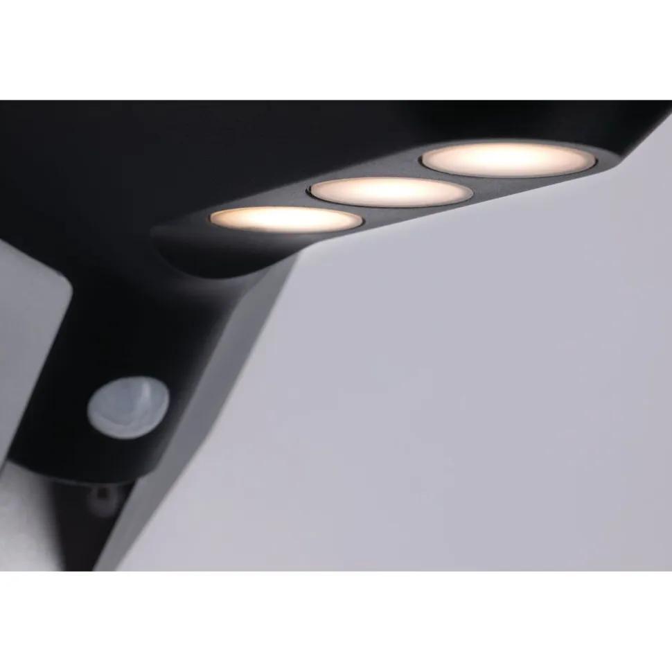 LED-ulkoseinävalaisin aurinkokennolla Paulmann Soley, IP44, 3000K, liiketunnistin, antrasiitti