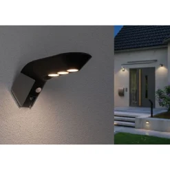 LED-ulkoseinävalaisin aurinkokennolla Paulmann Soley, IP44, 3000K, liiketunnistin, antrasiitti