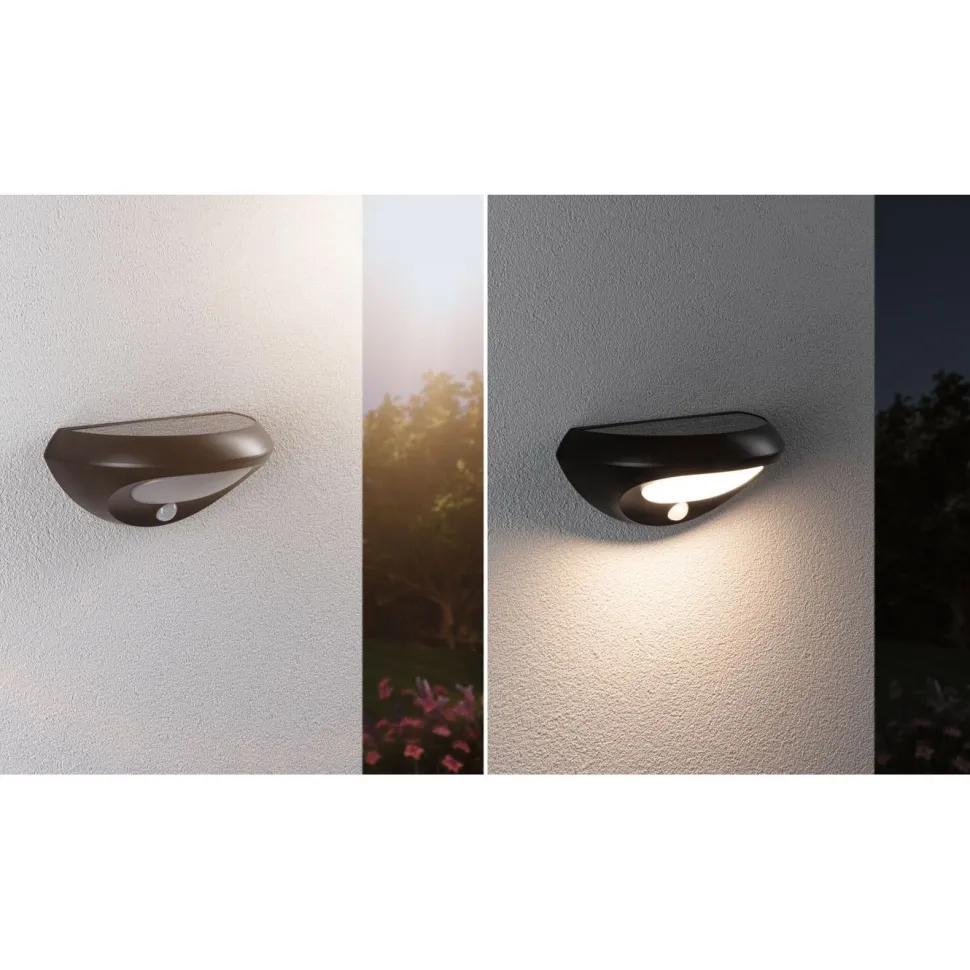 LED-ulkoseinävalaisin aurinkokennolla Paulmann Sorova, IP44, 3000K, antrasiitti
