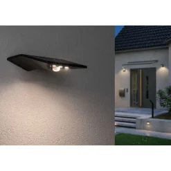 LED-ulkoseinävalaisin aurinkokennolla Paulmann Yoko, IP44, 3000K, liiketunnistin, antrasiitti