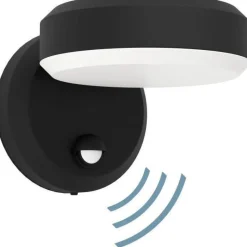 LED-ulkoseinävalaisin Eglo Fornaci, musta/valkoinen, liiketunnistin
