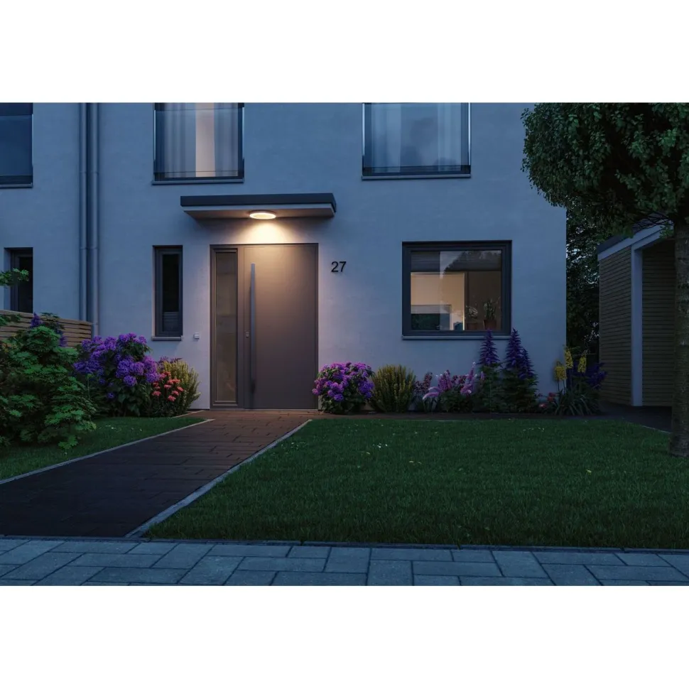 LED-ulkoseinävalaisin liike- ja hämärätunnistimella Paulmann Circula, Smart Home Zigbee 3.0, IP44, säädettävä värilämpötila, valkoinen