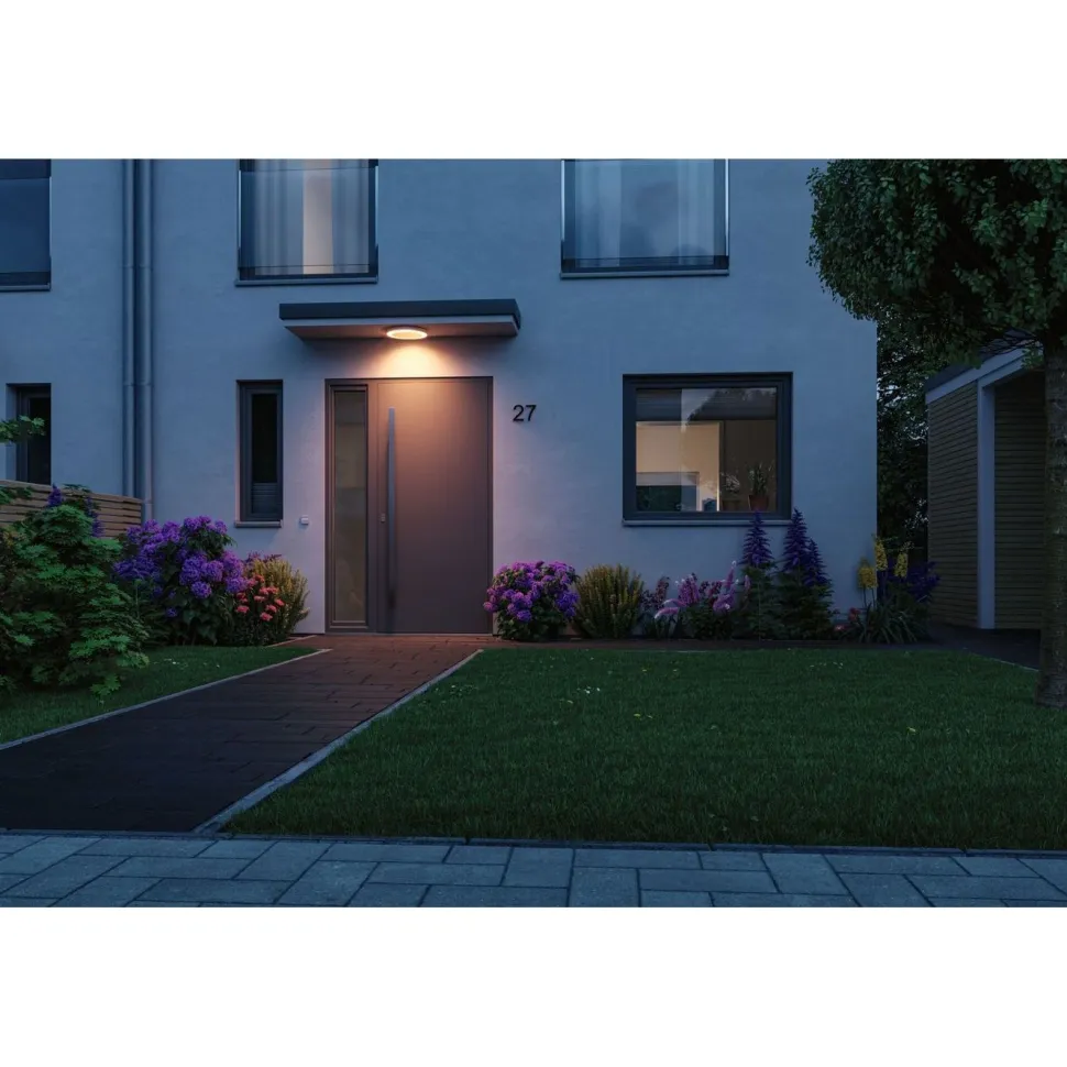 LED-ulkoseinävalaisin liike- ja hämärätunnistimella Paulmann Circula, Smart Home Zigbee 3.0, IP44, säädettävä värilämpötila, valkoinen