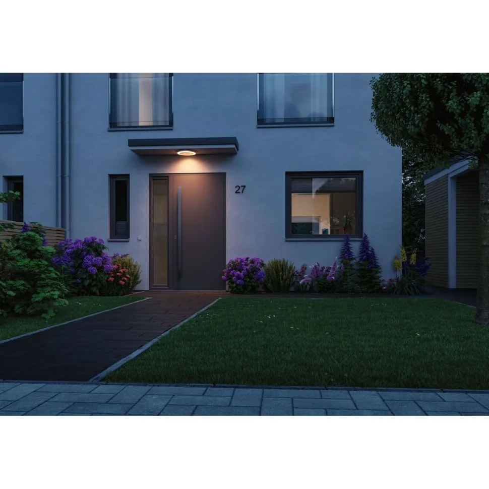 LED-ulkoseinävalaisin liike- ja hämärätunnistimella Paulmann Circula, Smart Home Zigbee 3.0, IP44, säädettävä värilämpötila, valkoinen