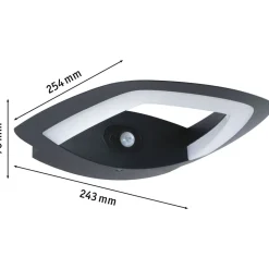 LED-ulkoseinävalaisin liiketunnistimella Paulmann Akena, IP44, 2200K, antrasiitti