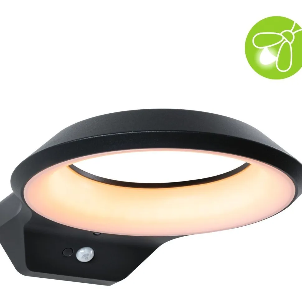 LED-ulkoseinävalaisin liiketunnistimella Paulmann Anela, IP44, 2200K, antrasiitti