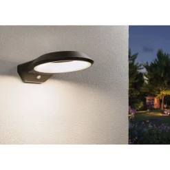 LED-ulkoseinävalaisin liiketunnistimella Paulmann Anela, IP44, 2200K, antrasiitti