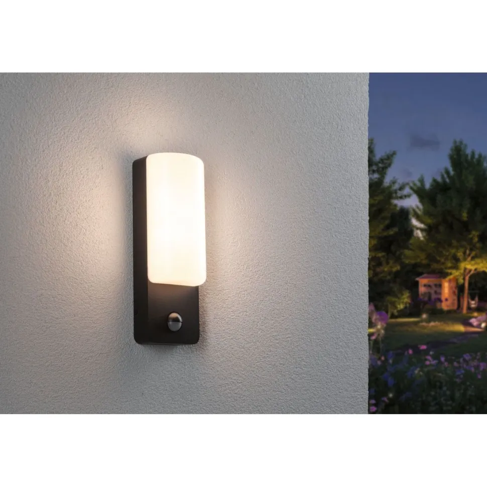 LED-ulkoseinävalaisin liiketunnistimella Paulmann Bonnie, IP44, 2200-3000K, antrasiitti