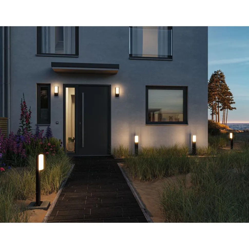 LED-ulkoseinävalaisin liiketunnistimella Paulmann Bonnie, IP44, 3000K, antrasiitti