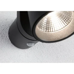 LED-ulkoseinävalaisin liiketunnistimella Paulmann Cuff, IP44, 3000K, korroosionkestävä, antrasiitti