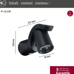 LED-ulkoseinävalaisin liiketunnistimella Paulmann Cuff, IP44, 3000K, korroosionkestävä, antrasiitti
