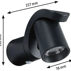 LED-ulkoseinävalaisin liiketunnistimella Paulmann Cuff, IP44, 3000K, korroosionkestävä, antrasiitti