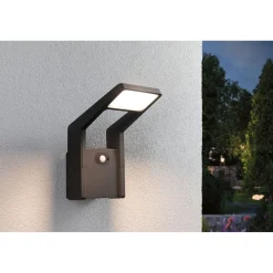 LED-ulkoseinävalaisin liiketunnistimella Paulmann Juntea, IP44, 3000K, antrasiitti