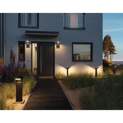 LED-ulkoseinävalaisin liiketunnistimella Paulmann Juntea, IP44, 3000K, antrasiitti