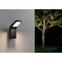 LED-ulkoseinävalaisin liiketunnistimella Paulmann Kulma, IP44, 3000K, korroosionkestävä, antrasiitti