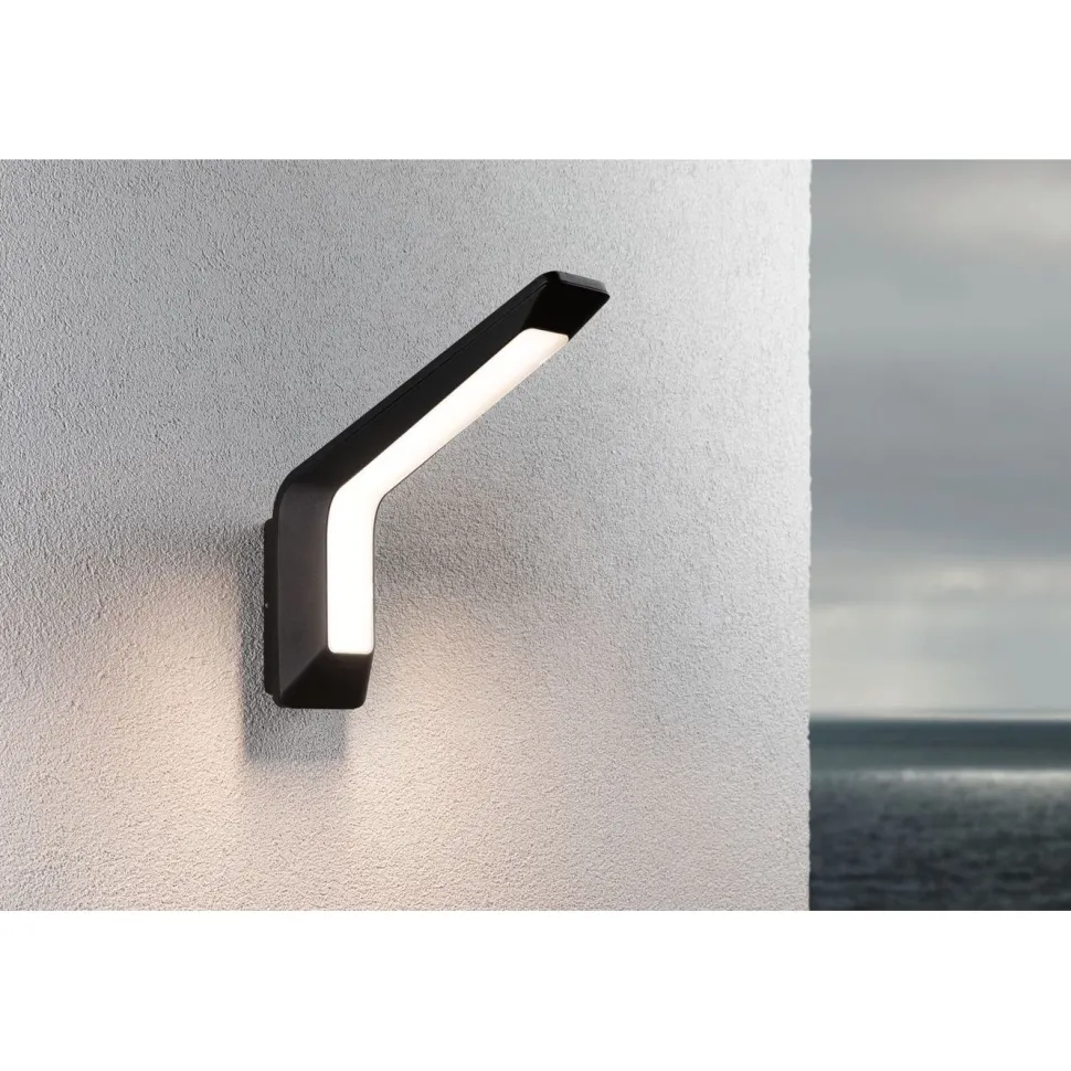 LED-ulkoseinävalaisin liiketunnistimella Paulmann Merano, IP44, 3000K, korroosionkestävä, antrasiitti