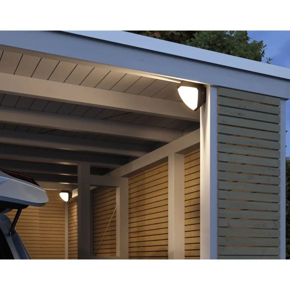 LED-ulkoseinävalaisin liiketunnistimella Paulmann Park + Light Ikosea, IP44, 3000K, antrasiitti