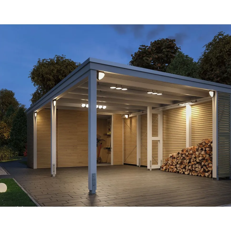 LED-ulkoseinävalaisin liiketunnistimella Paulmann Park + Light Ikosea, IP44, 3000K, antrasiitti