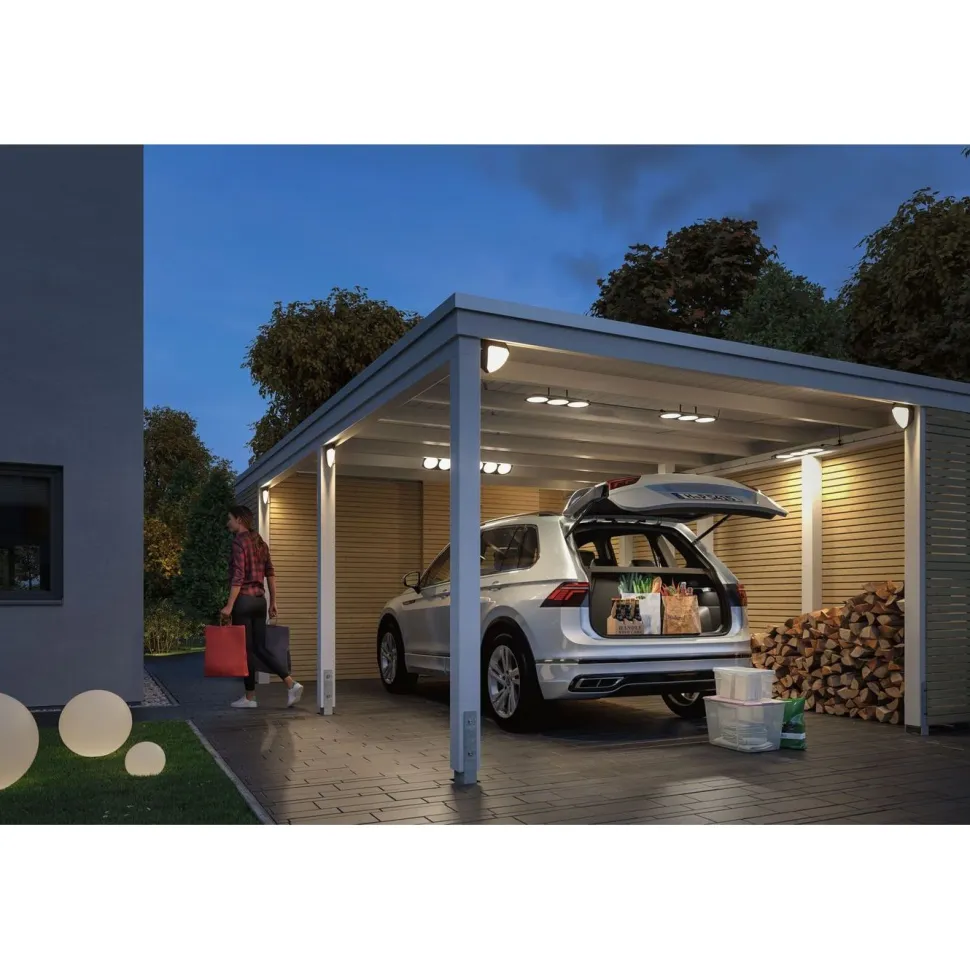 LED-ulkoseinävalaisin liiketunnistimella Paulmann Park + Light Ikosea, IP44, 3000K, antrasiitti