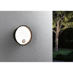 LED-ulkoseinävalaisin liiketunnistimella Paulmann Platomo, IP44, 18cm, 3000K, korroosionkestävä, musta