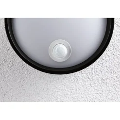 LED-ulkoseinävalaisin liiketunnistimella Paulmann Platomo, IP44, 18cm, 3000K, korroosionkestävä, musta