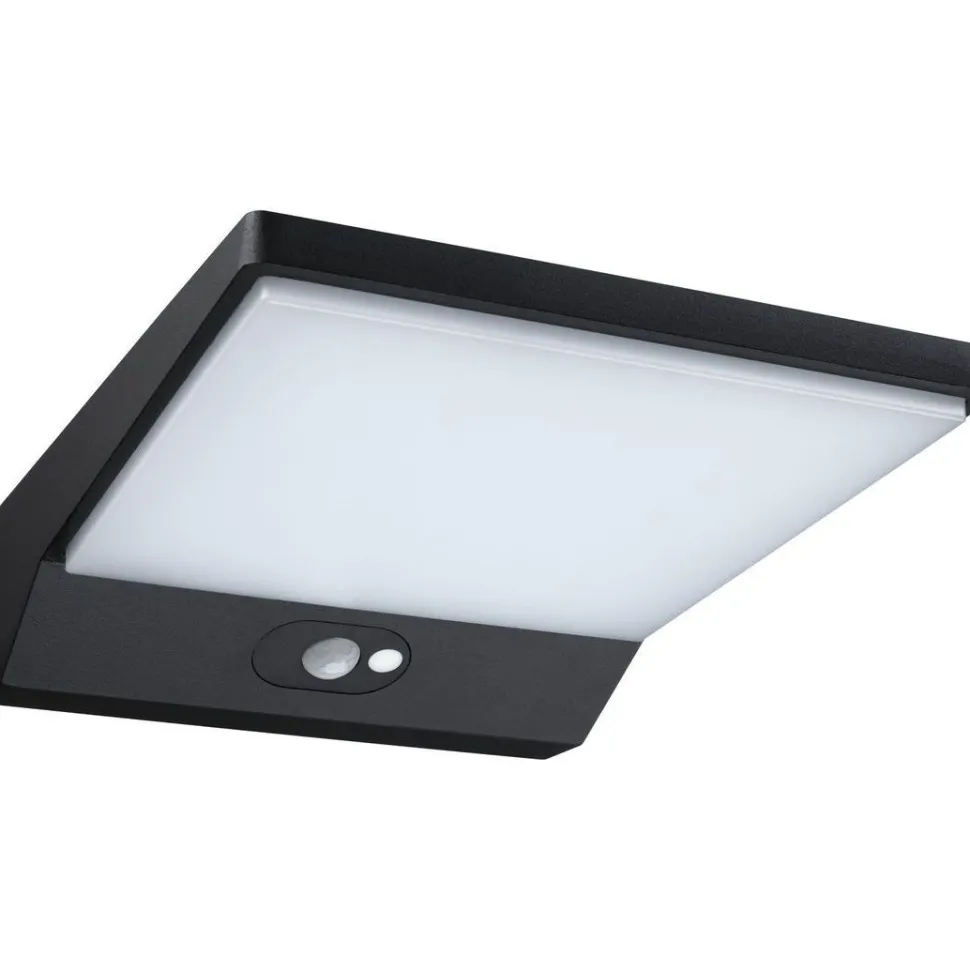 LED-ulkoseinävalaisin liiketunnistimella Paulmann Ronea, IP44, 18x25cm, 10.5W, 3000K, tummanharmaa
