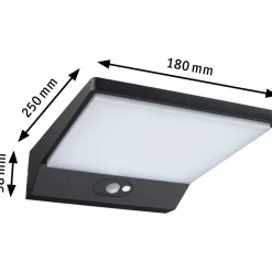 LED-ulkoseinävalaisin liiketunnistimella Paulmann Ronea, IP44, 18x25cm, 10.5W, 3000K, tummanharmaa