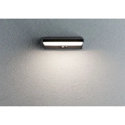 LED-ulkoseinävalaisin liiketunnistimella Paulmann Ronea, IP44, 18x25cm, 7.4W, 3000K, tummanharmaa