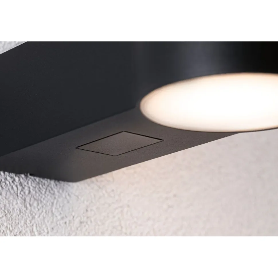 LED-ulkoseinävalaisin liiketunnistimella Paulmann Sienna, IP44, 3000K, korroosionkestävä, antrasiitti