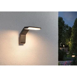 LED-ulkoseinävalaisin liiketunnistimella Paulmann Zenera, IP44, 3000K, korroosionkestävä, antrasiitti