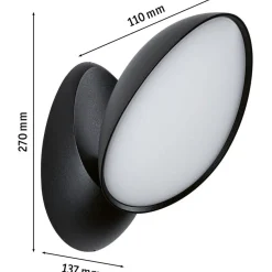 LED-ulkoseinävalaisin Paulmann Batona, IP44, 3000K, antrasiitti
