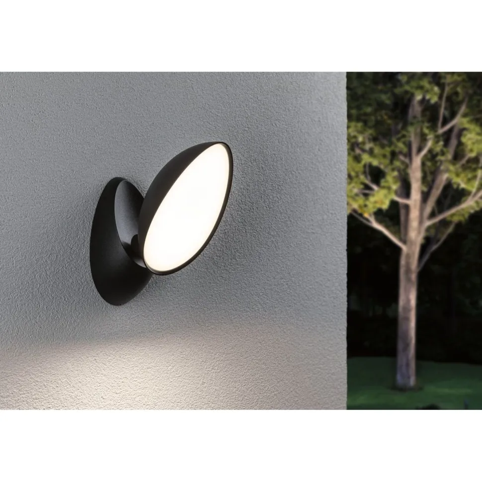 LED-ulkoseinävalaisin Paulmann Batona, IP44, 3000K, antrasiitti