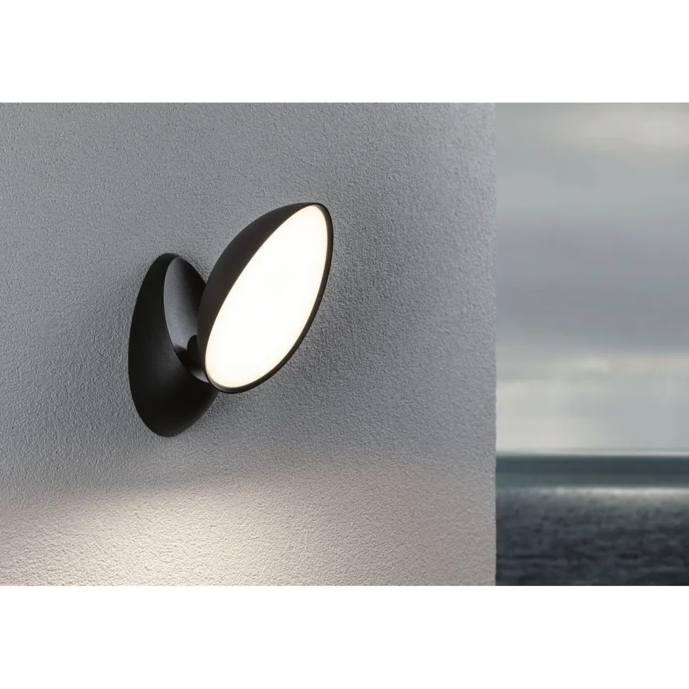 LED-ulkoseinävalaisin Paulmann Batona, IP44, 3000K, antrasiitti