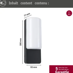 LED-ulkoseinävalaisin Paulmann Bonnie, IP44, 3000K, antrasiitti