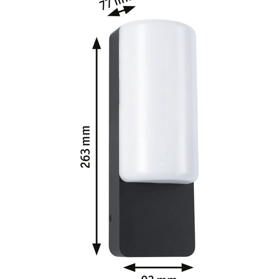 LED-ulkoseinävalaisin Paulmann Bonnie, IP44, 3000K, antrasiitti