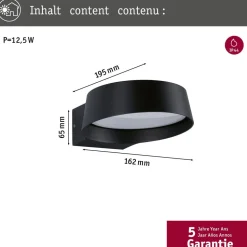 LED-ulkoseinävalaisin Paulmann Capea Grand, IP44, 3000K, antrasiitti