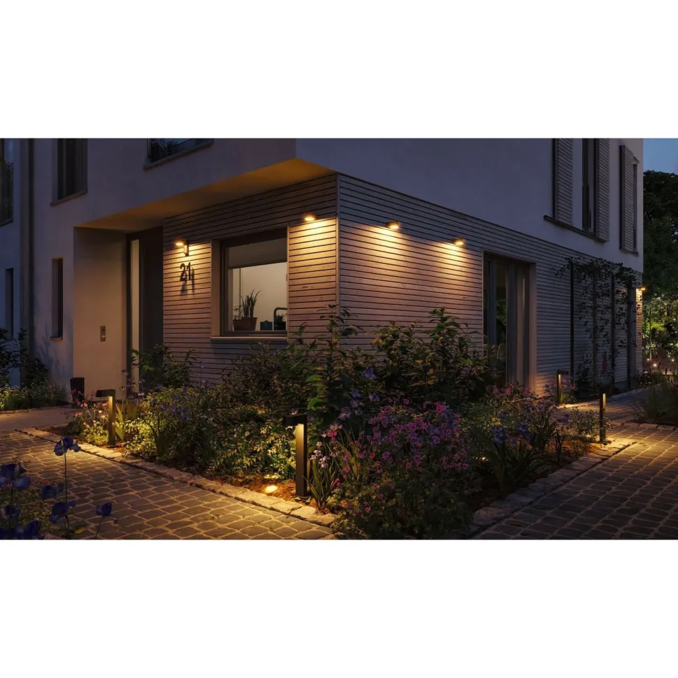 LED-ulkoseinävalaisin Paulmann Capea, IP44, 2200K, antrasiitti