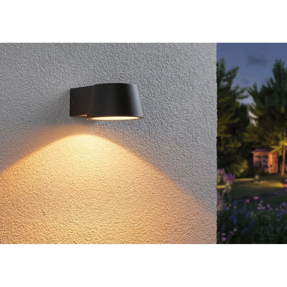 LED-ulkoseinävalaisin Paulmann Capea, IP44, 2200K, antrasiitti