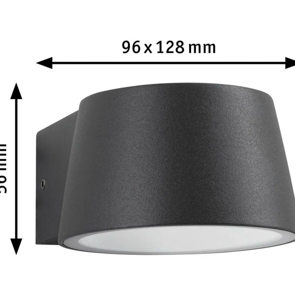 LED-ulkoseinävalaisin Paulmann Capea, IP44, 2200K, antrasiitti