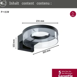 LED-ulkoseinävalaisin Paulmann Capera Smart Home 231mm Zigbee 3.0 Capera 12.5W 800lm hämäräohjattu liiketunnistin IR valkoinen