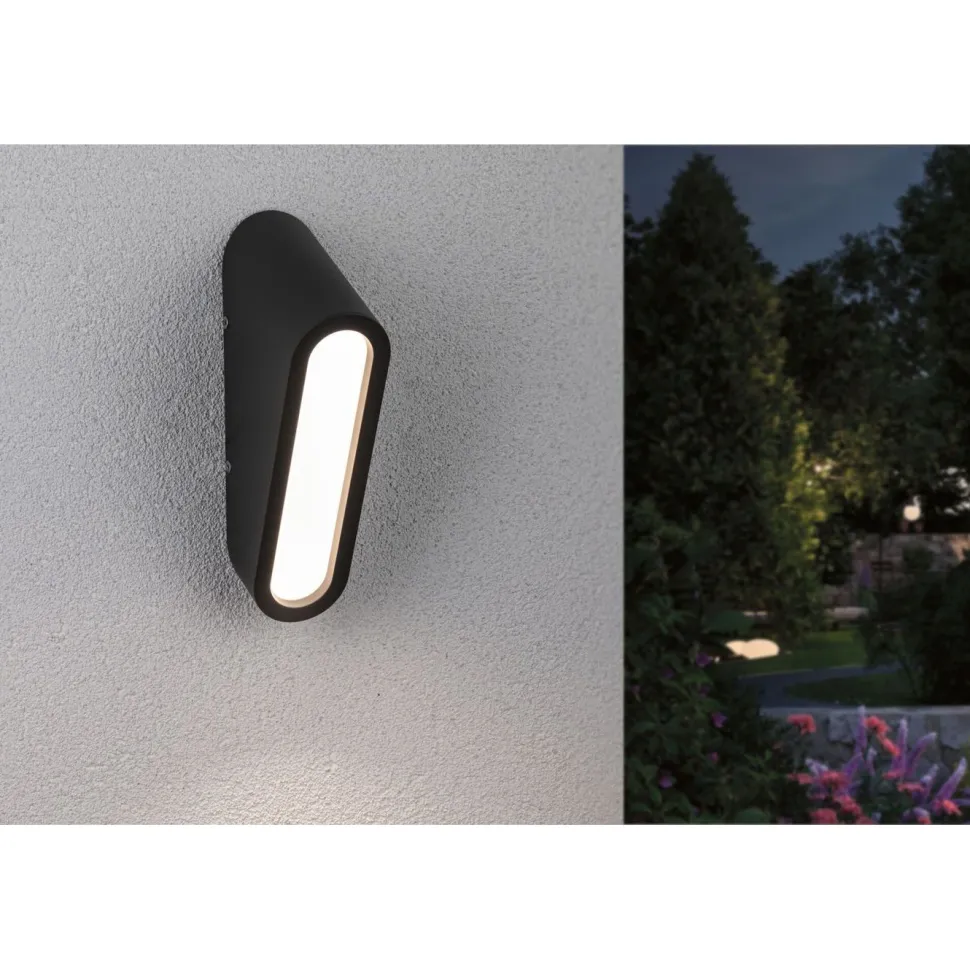LED-ulkoseinävalaisin Paulmann Clif, IP44, 3000K, korroosionkestävä, antrasiitti