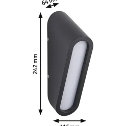 LED-ulkoseinävalaisin Paulmann Clif, IP44, 3000K, korroosionkestävä, antrasiitti