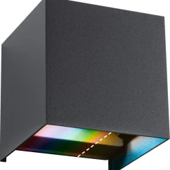 LED-ulkoseinävalaisin Paulmann Cybo, Smart Home Zigbee 3.0, IP44, 10x10cm, RGBW+, antrasiitti