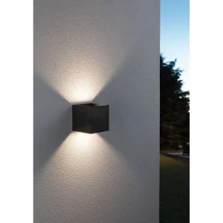 LED-ulkoseinävalaisin Paulmann Cybo, Smart Home Zigbee 3.0, IP44, 10x10cm, RGBW+, antrasiitti