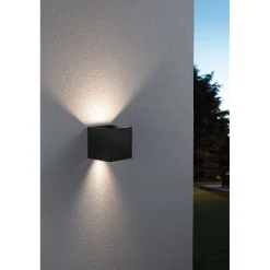 LED-ulkoseinävalaisin Paulmann Cybo, Smart Home Zigbee 3.0, IP44, 10x10cm, RGBW+, antrasiitti