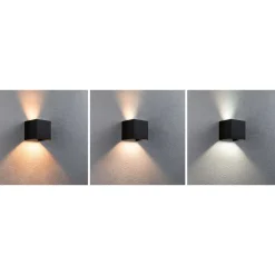 LED-ulkoseinävalaisin Paulmann Cybo, Smart Home Zigbee 3.0, IP44, 10x10cm, RGBW+, antrasiitti