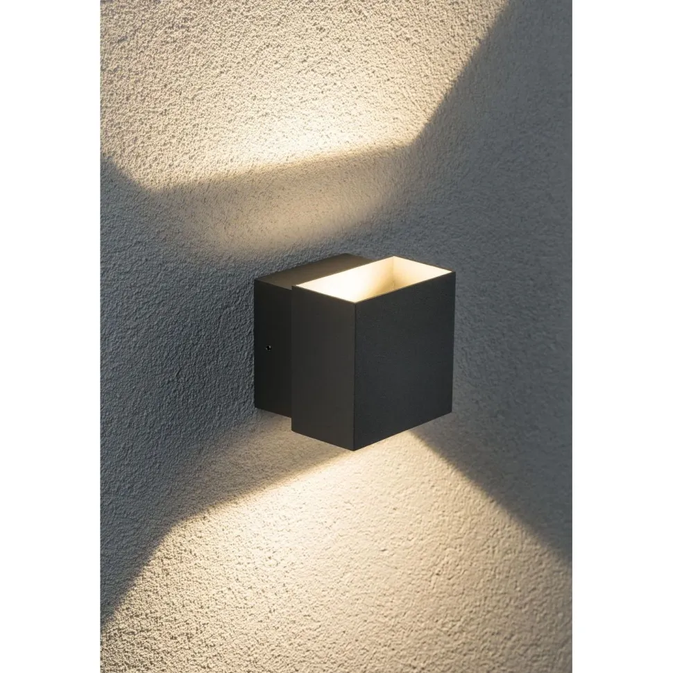 LED-ulkoseinävalaisin Paulmann Cybo Square, IP65, 10x10cm, 2700K, valkoinen