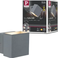 LED-ulkoseinävalaisin Paulmann Cybo Square, IP65, 10x10cm, 2700K, valkoinen