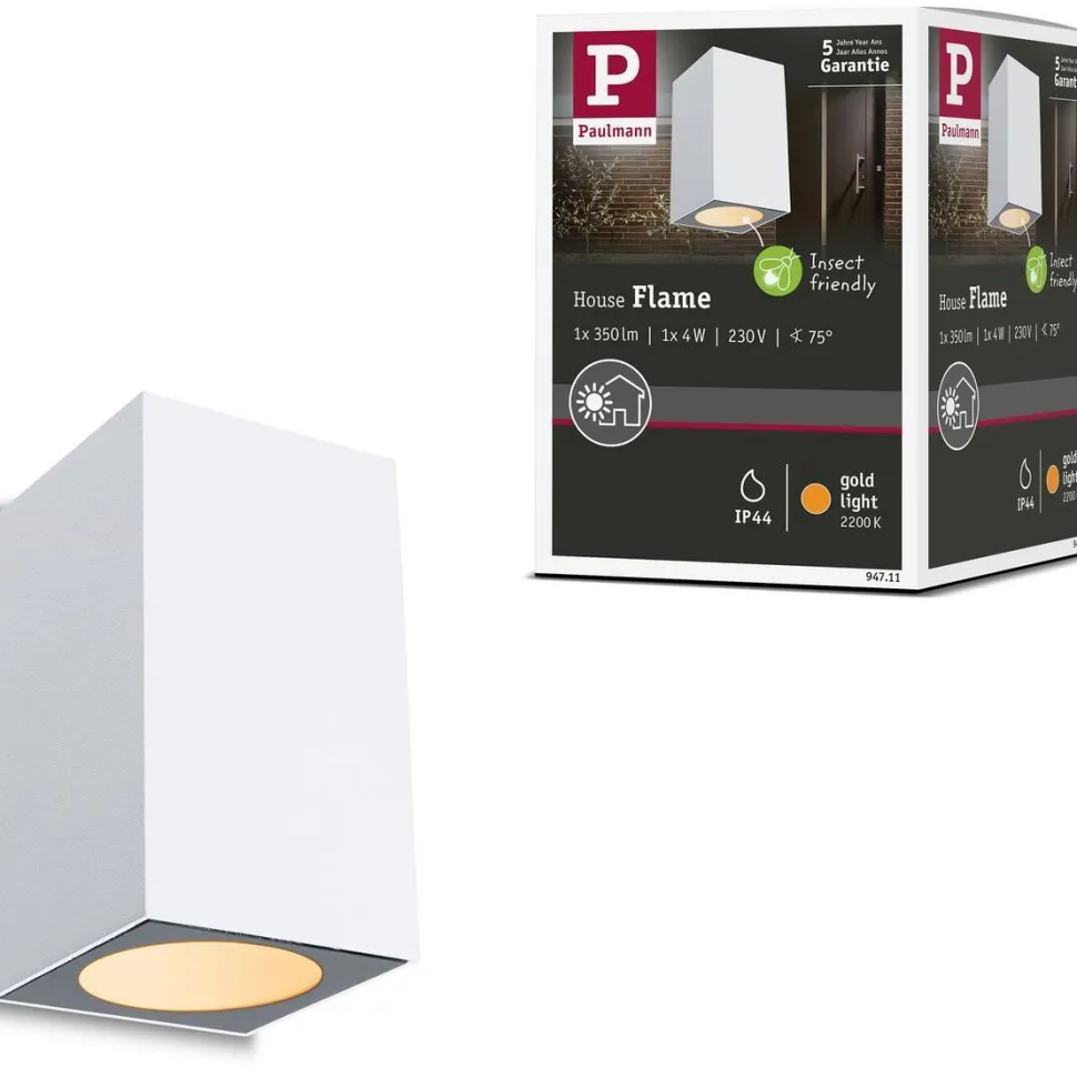 LED-ulkoseinävalaisin Paulmann Flame, IP44, 2200K, antrasiitti